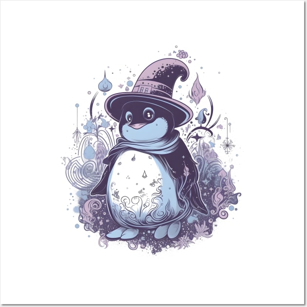 Penguin Wizard Wall Art by santicaruncho